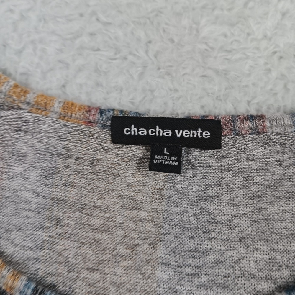 Chacha Vente Tunic Top Women L Multicolor Vertical Stripe Raglan A1330-K243-ST - Picture 3 of 7
